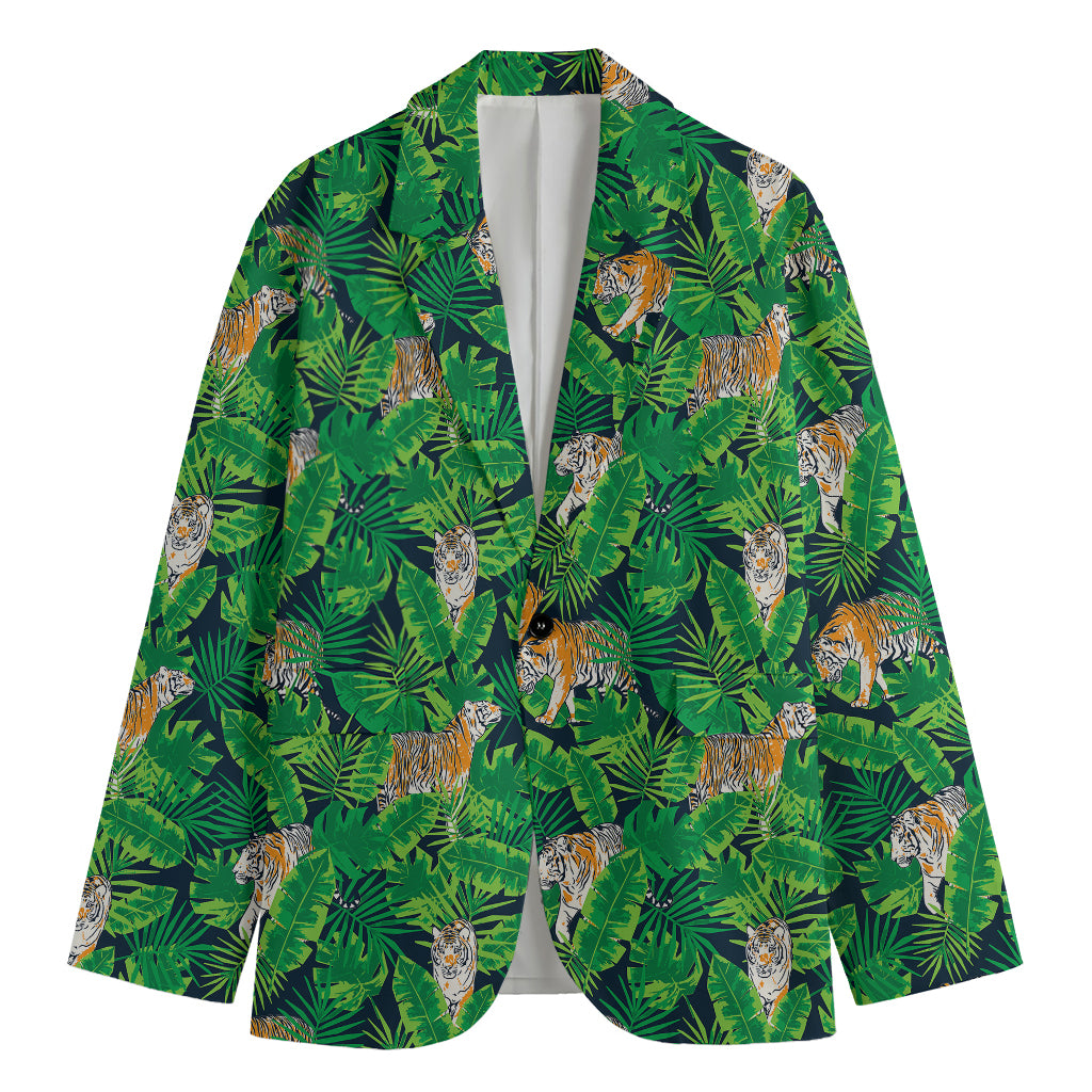 Tropical Tiger Pattern Print Men's Blazer