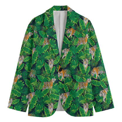 Tropical Tiger Pattern Print Men's Blazer