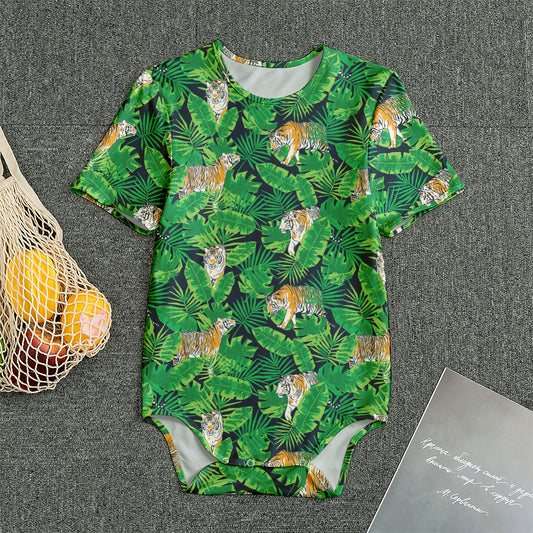 Tropical Tiger Pattern Print Men's Bodysuit