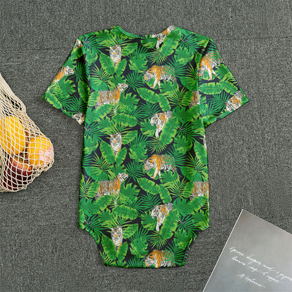 Tropical Tiger Pattern Print Men's Bodysuit