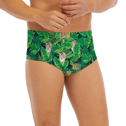 Tropical Tiger Pattern Print Men's Briefs