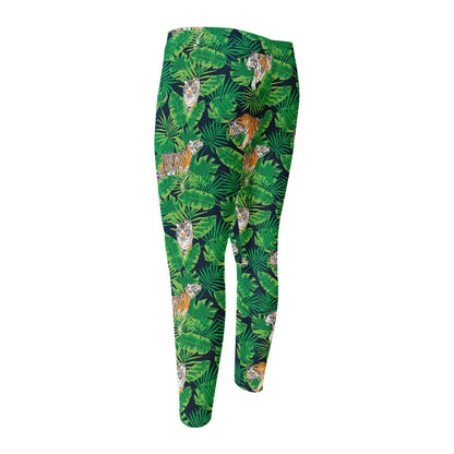 Tropical Tiger Pattern Print Men's Compression Pants