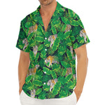 Tropical Tiger Pattern Print Men's Deep V-Neck Shirt
