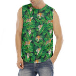 Tropical Tiger Pattern Print Men's Fitness Tank Top