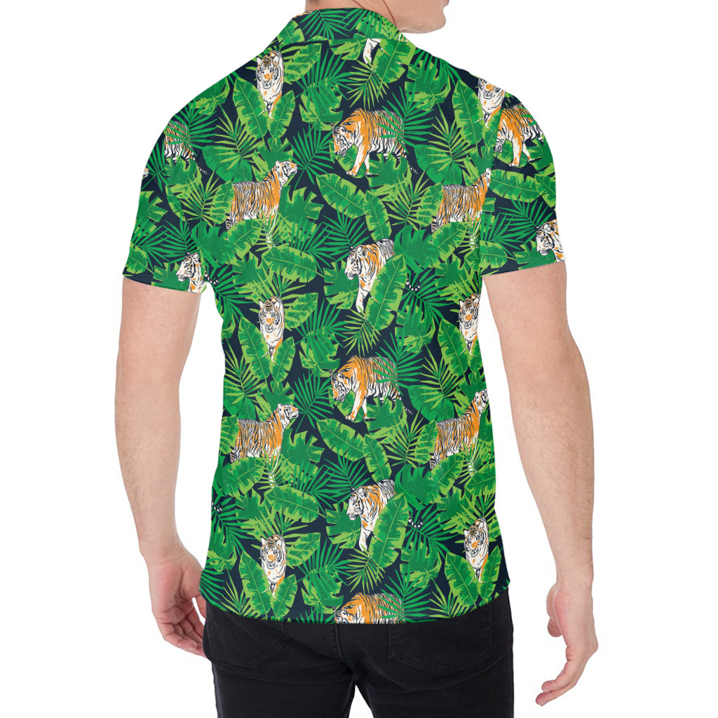 Tropical Tiger Pattern Print Men's Shirt