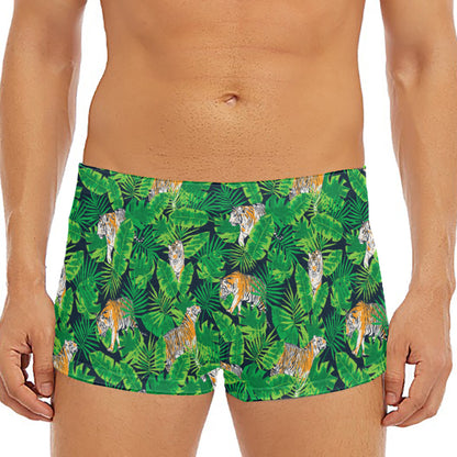 Tropical Tiger Pattern Print Men's Short Boxer Briefs