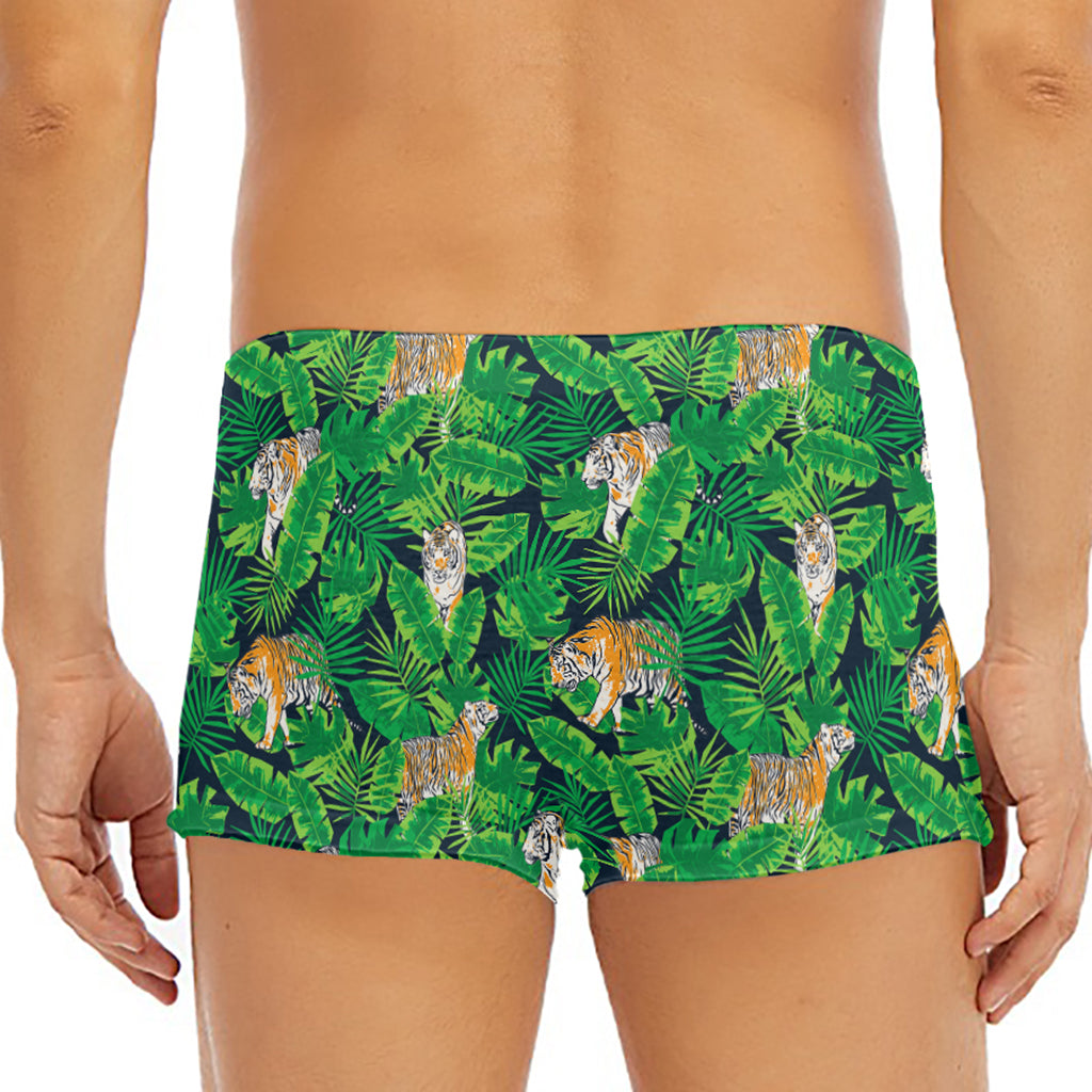 Tropical Tiger Pattern Print Men's Short Boxer Briefs