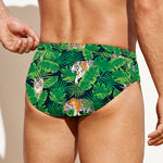 Tropical Tiger Pattern Print Men's Swim Briefs