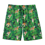 Tropical Tiger Pattern Print Men's Swim Trunks