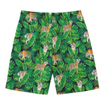 Tropical Tiger Pattern Print Men's Swim Trunks