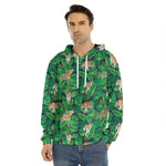 Tropical Tiger Pattern Print Men's Velvet Pullover Hoodie