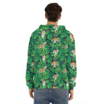 Tropical Tiger Pattern Print Men's Velvet Pullover Hoodie