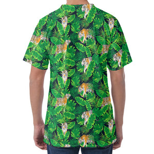 Tropical Tiger Pattern Print Men's Velvet T-Shirt