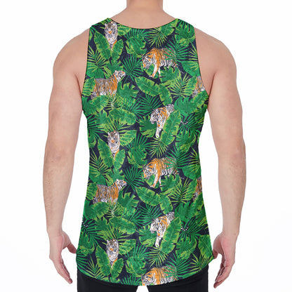 Tropical Tiger Pattern Print Men's Velvet Tank Top