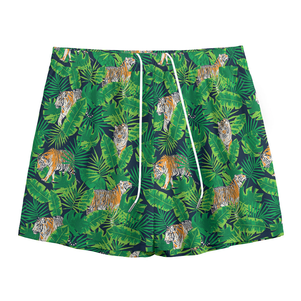 Tropical Tiger Pattern Print Mesh Shorts