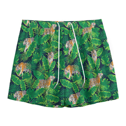 Tropical Tiger Pattern Print Mesh Shorts