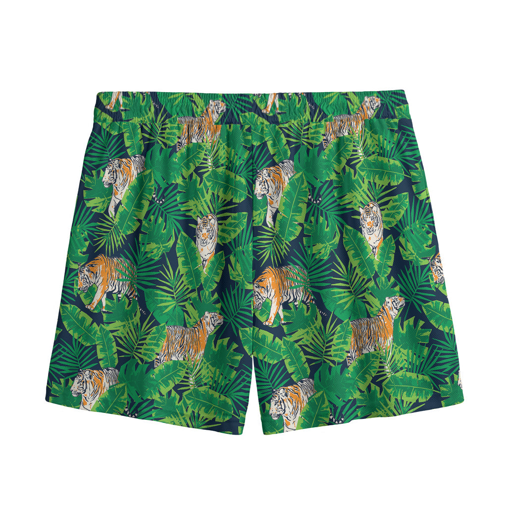 Tropical Tiger Pattern Print Mesh Shorts
