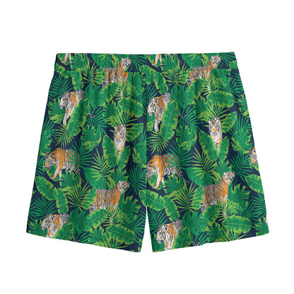 Tropical Tiger Pattern Print Mesh Shorts