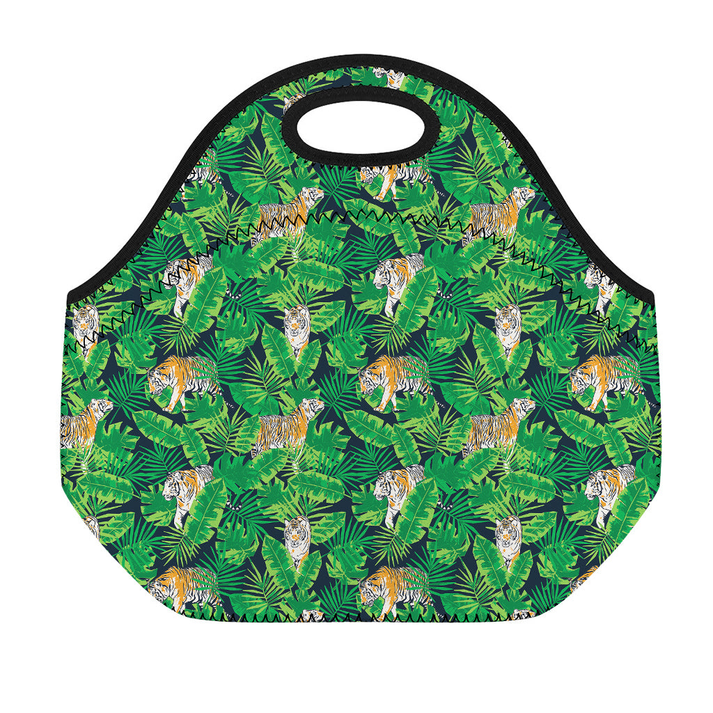 Tropical Tiger Pattern Print Neoprene Lunch Bag