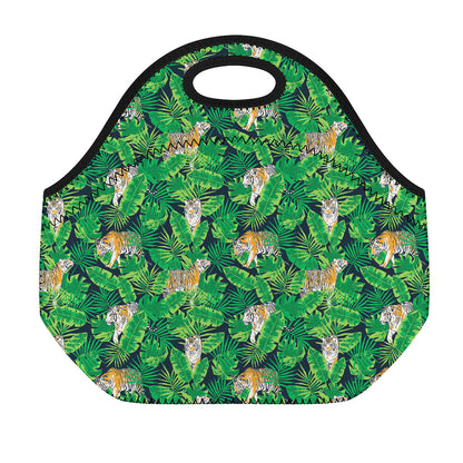 Tropical Tiger Pattern Print Neoprene Lunch Bag