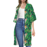 Tropical Tiger Pattern Print Open Front Beach Cover Up