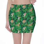 Tropical Tiger Pattern Print Pencil Mini Skirt