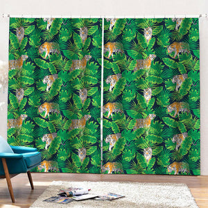 Tropical Tiger Pattern Print Pencil Pleat Curtains