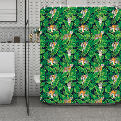 Tropical Tiger Pattern Print Polyester Shower Curtain