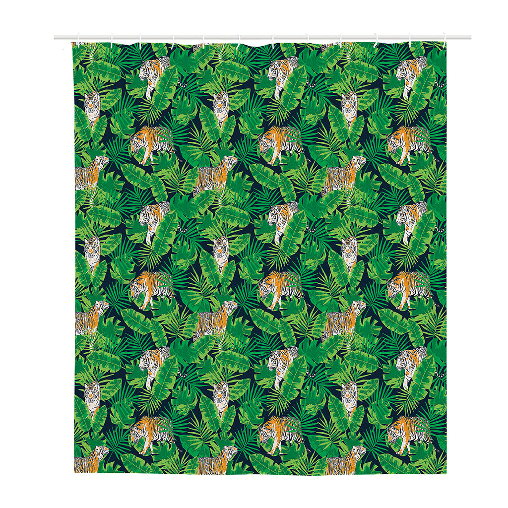 Tropical Tiger Pattern Print Polyester Shower Curtain