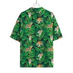 Tropical Tiger Pattern Print Rayon Hawaiian Shirt