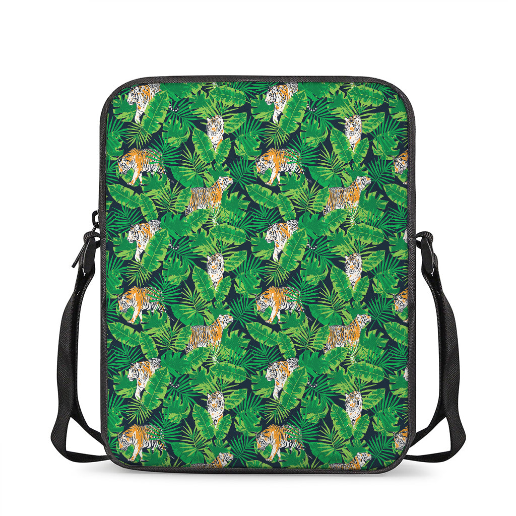 Tropical Tiger Pattern Print Rectangular Crossbody Bag