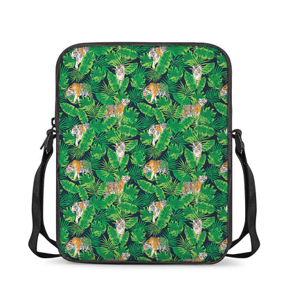 Tropical Tiger Pattern Print Rectangular Crossbody Bag