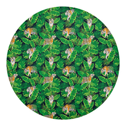 Tropical Tiger Pattern Print Round Blanket
