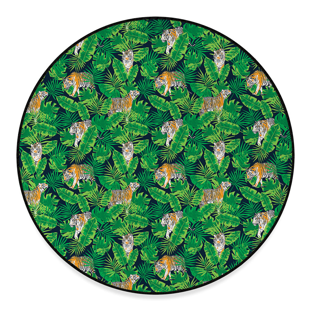 Tropical Tiger Pattern Print Round Floor Mat