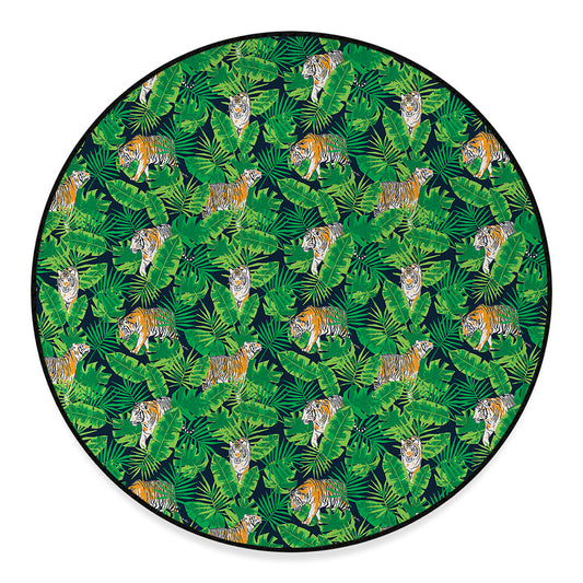 Tropical Tiger Pattern Print Round Floor Mat