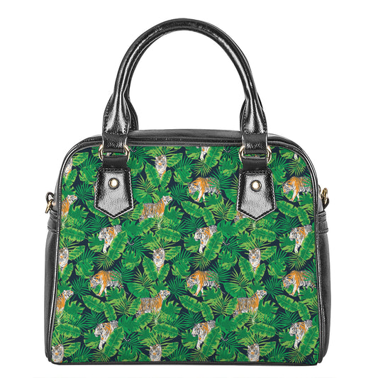 Tropical Tiger Pattern Print Shoulder Handbag