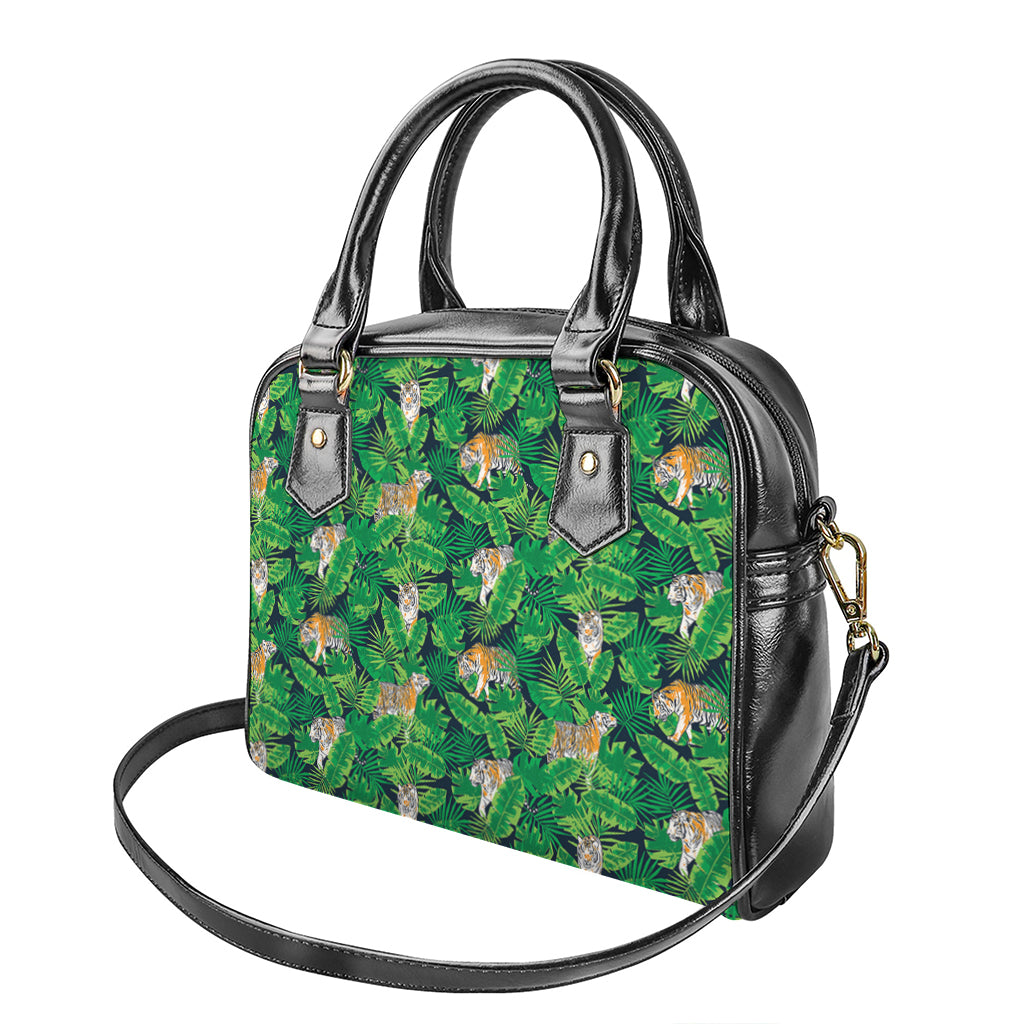 Tropical Tiger Pattern Print Shoulder Handbag