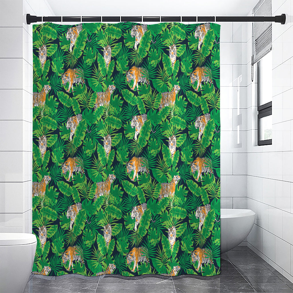 Tropical Tiger Pattern Print Shower Curtain