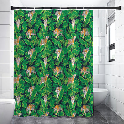 Tropical Tiger Pattern Print Shower Curtain
