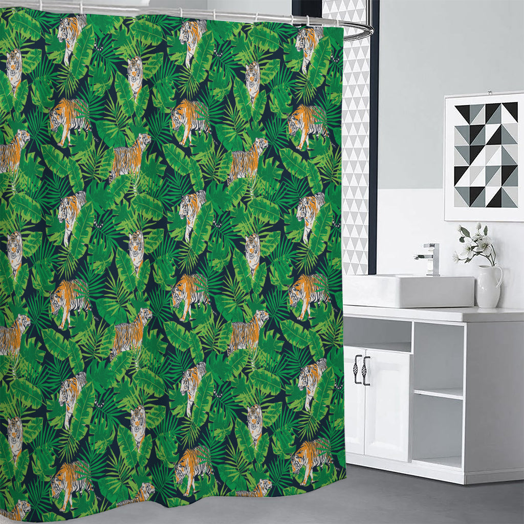 Tropical Tiger Pattern Print Shower Curtain