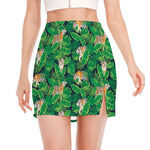 Tropical Tiger Pattern Print Side Slit Mini Skirt
