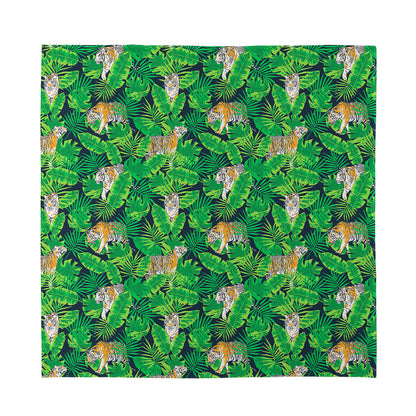 Tropical Tiger Pattern Print Silk Bandana