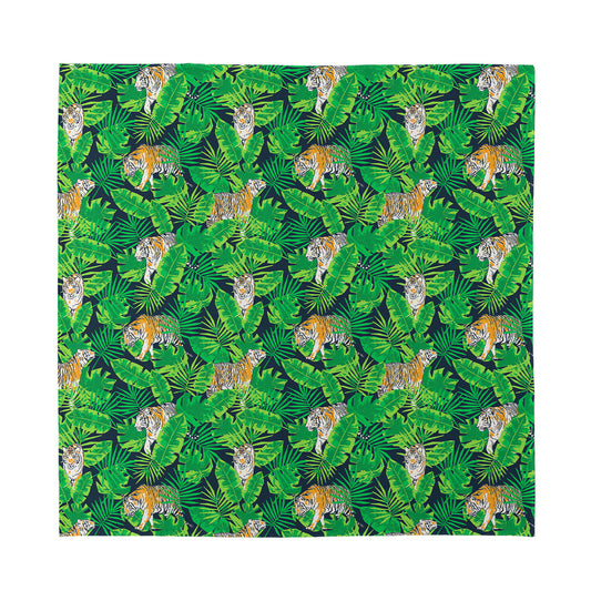 Tropical Tiger Pattern Print Silk Bandana