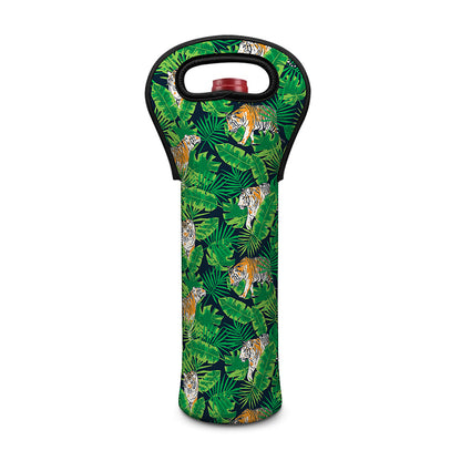 Tropical Tiger Pattern Print Single Neoprene Wine Tote