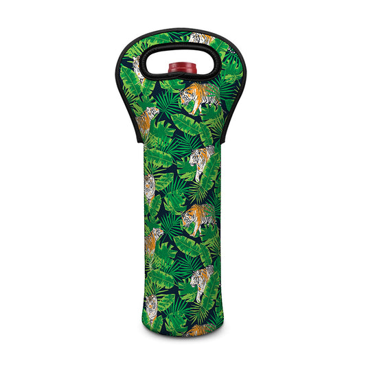 Tropical Tiger Pattern Print Single Neoprene Wine Tote