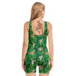 Tropical Tiger Pattern Print Sleeveless One Piece Swimsuit