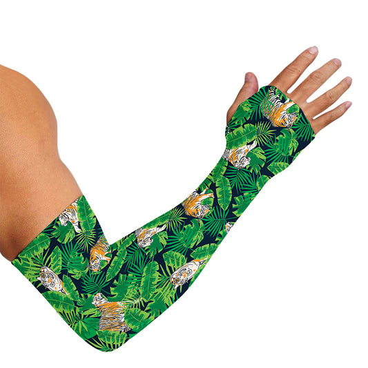Tropical Tiger Pattern Print Sun Protection Arm Sleeves