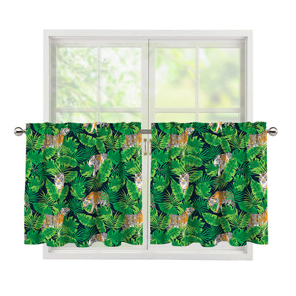 Tropical Tiger Pattern Print Tier Curtains