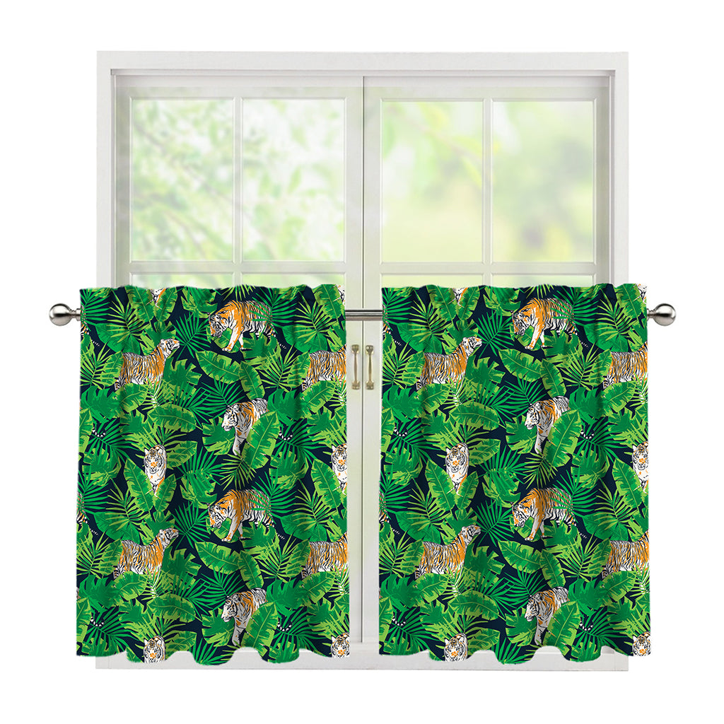 Tropical Tiger Pattern Print Tier Curtains