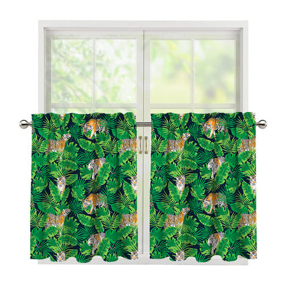 Tropical Tiger Pattern Print Tier Curtains